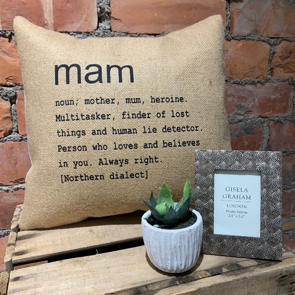 A brilliant cushion with Mam definition printed on it.