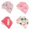 A set of 4 super absorbent cotton dribble bibs. Each has a different design, there's Linda Llama, Eunice Unicorn, Daisy Dinosaur and Florence Flamingo. The bibs are in pink colours and come in a box
