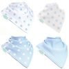 A gorgeous set of four patterned blue bibs, using a variation of different dotty patterns with various shades of blue.