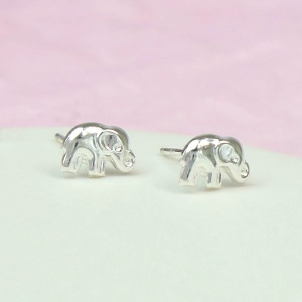 Sterling Silver Elephant Stud Earrings