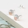 Sterling silver stud earrings. A silver disc with a smaller rose gold disc