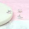 Sterling Silver Bird Stud Earrings.Tiny little silver birds with a spotty pattern