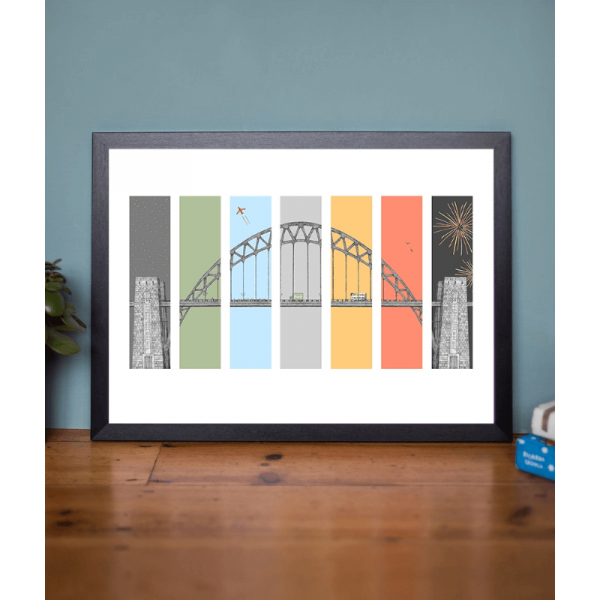 Crossing The Tyne Bridge Print