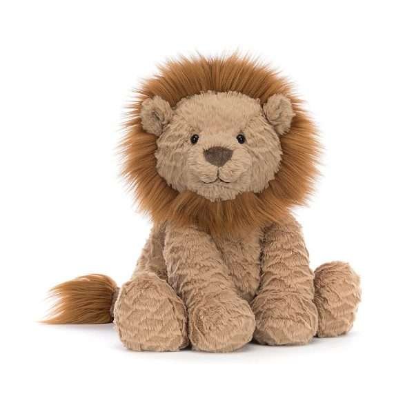 Fuddlewuddle lion is a cute, fuzzy caramel coloured lion with a fabulous ginger mane and tail. He has chunky paws and a tubby tummy, as well as the cutest face and chocolate button nose.