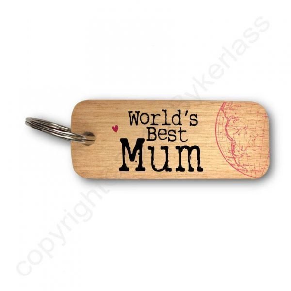World's Best Mum Wooden Key Ring