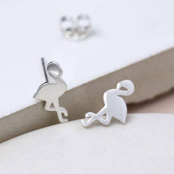 Sterling Silver Flamingo Stud Earrings