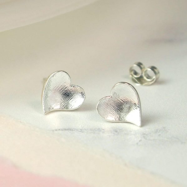 Silver Concave Hearts Earrings