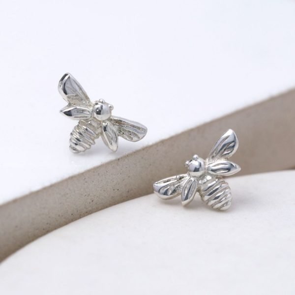 Tiny Bee Silver Earrings