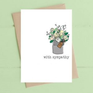 Flowerpot Sympathy Card with a simple vase of flowers and the words "with sympathy"