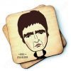 Wooden coaster with a characterchure of Noel Gallagher. Liam also available