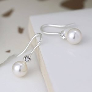 Alternative view of Sterling Silver Crystal and Pearl Drop Earrings