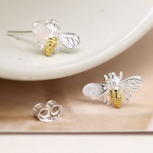 Sterling Silver and Gold Bee Earrings