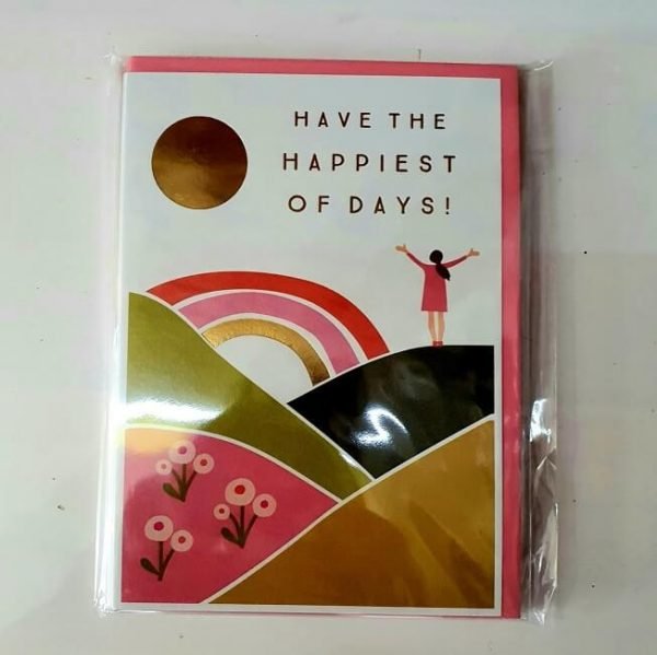 Have the happiest of days birthday card with a rainbow