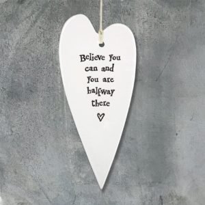 A cream porcelain hanging heart decoration for the home. A fabulous gift
