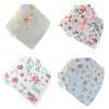Set of 4 baby bibs in blues and flowers. Each bib has a different pattern. They are a lovely gift for a new born baby girl