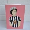Greetings card with an illustration of the Queen in her tiara and Newcastle united top