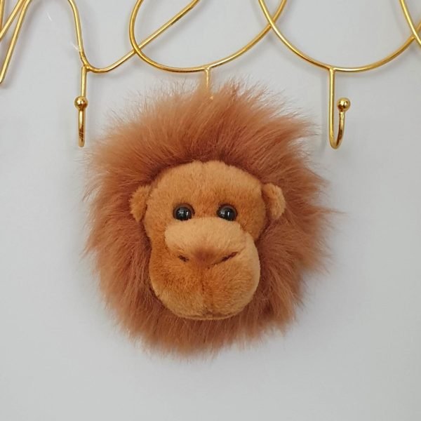 A little orangutan head to hang on a kids bedroom wall. Soft and cute