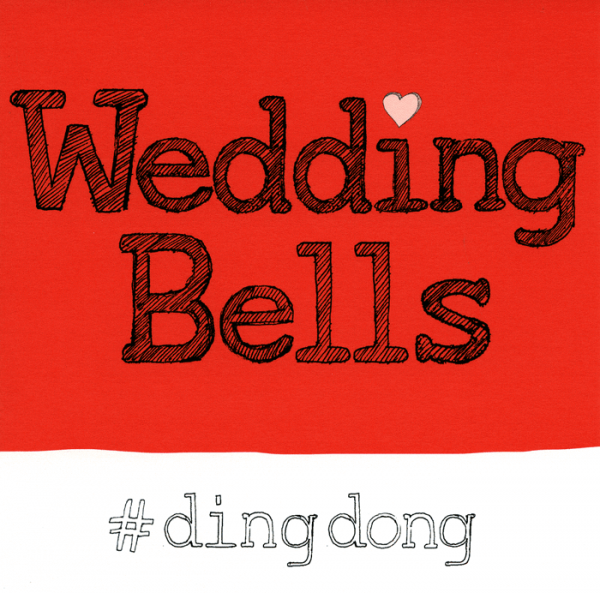 A contemporary wedding card. wedding bells #'dingdong