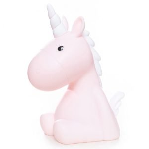 A pale pink unicorn night light made from rubber