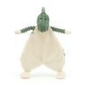 A cuddly toy from Jellycat for a baby, A cordy roy dinosaur soother blanket. Perfect gift for a new born baby