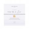 Joma jewellery a little you're a star bracelet. An elasticated bracelet with silver plated beads and a gold plated star charm presented on a white card printed with the words " this little bracelet has a shining star to remind you of how amazing you truly are."
