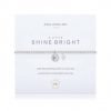 A beautiful silver plated elasticated bracelet that fits any size, with silver plated beads and a gorgeous silver and cubic zirconia charm. Presented on a white card with the words "wear this sparkling charm on your way, a reminder to shine bright every day"