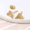 A pair of gold plated heart earrings that have a brushed finish with butterfly fastenings.