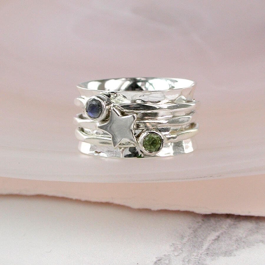 Silver rings with semi clearance precious stones