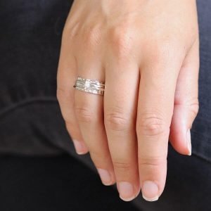 silver ring with spinning bands
