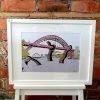 An illustration of a sea monster attacking the tyne bridge. A4 print