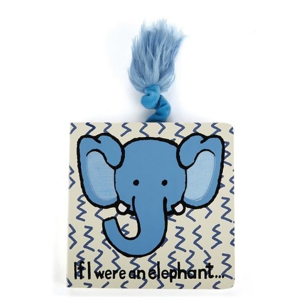 Jellycat If I Were An Elephant Board Book. A wipe clean board book for babies. If I were an elephant tells kids how it is to be an elephant and encourages imagination. A strong board book with a fluffy tail that will last for ever.