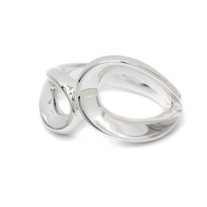 A contemporary chunky silver ring with a double loop