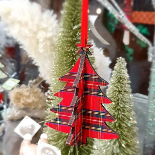 Tartan Wooden 3D Tree Decoration