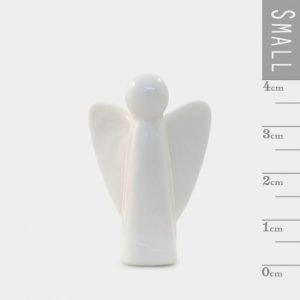 A gorgeous white ceramic angel gift in a tiny cardboard matchbox with the wording 'Little Guardian Angel' printed on it.