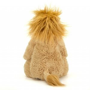 A cute lion soft toy 18cm high with a fluffy mane and soft cream furry body. Suitable from 1 year