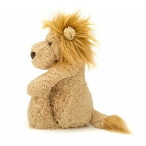 A cute lion soft toy 18cm high with a fluffy mane and soft cream furry body. Suitable from 1 year