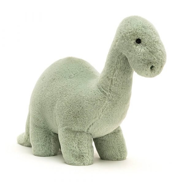 A mint green cute brontosaurus cuddly toy