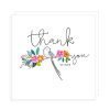 A thank you card with a bird sitting on a branch of colourful flowers and the words Thank You So Much