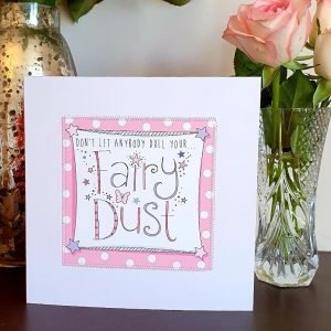 Don't Let anybody dull your fairy dust card hand finished with stitching