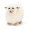Rolbie Cream Sheep has gorgeous, curly vanilla coloured fur with floppy ears and a mocha coloured snout, complete with cute face. Beige trotters help him to stand up.