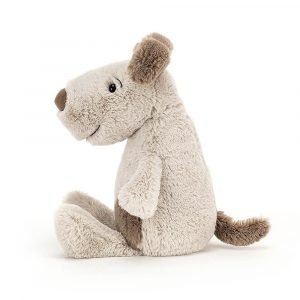 A gorgeous cream and brown patchy cuddly dog from Jellycat