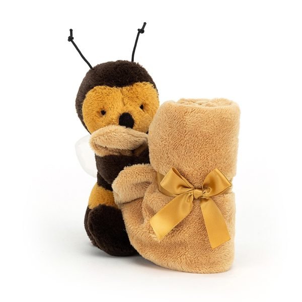 Jellycat Bashful Bee Soother. A cuddly toy which is also a baby soother that looks like a bee.