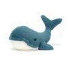 A beautiful teal and white cuddly soft toy Whale. Cute with a smiley face, suitable from birth