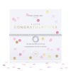 A lovely silver plated stretch bracelet with a gorgeous circle embellished charm on it. The bracelet comes on a card with a colourful confetti design and the words A Little Congratulations printed on it. From Joma Jewellery's A Little range.