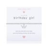 A children's elasticated silver plated beaded bracelet on a white card from Joma jewellery. The bracelet has a silver crown with hearts charm and the card reads Birthday Girl - wear this pretty little crown today you're the birthday princess, hip hip hooray. Comes with a gift card for your own message and wrapped in a gift bag tied with a satin ribbon
