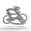Zinc and chrome matt silver cyclist key ring