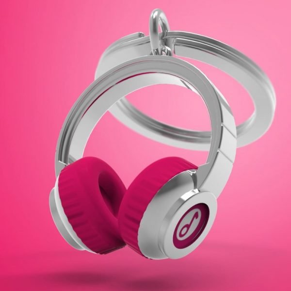 Pink headphones key ring
