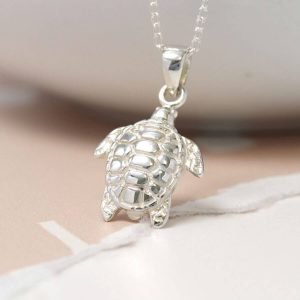 Sterling silver turtle pendant necklace
