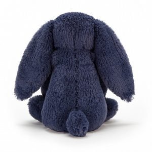 A beautiful navy blue super soft rabbit cuddly toy