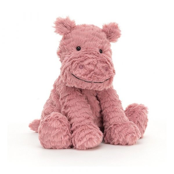 Fuddlewuddle hippo is a cute pink cuddly toy with fluffy fur and sweet little ears.